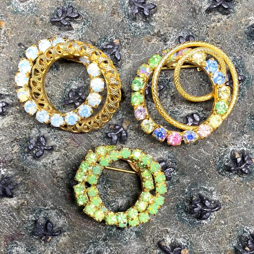 Trio of Infinity Brooches - Glimmering Rhinestones